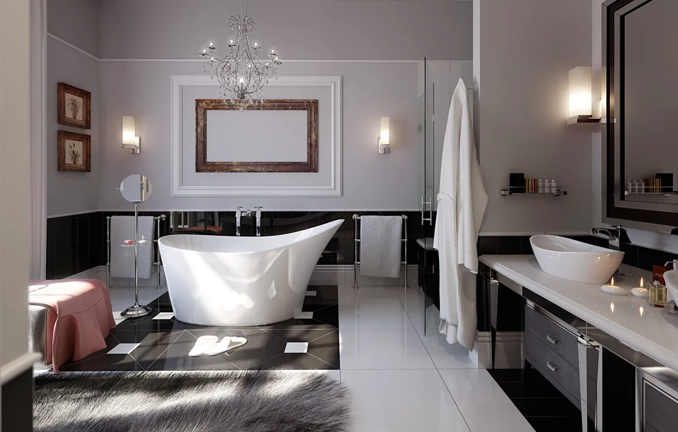 Photo wallpaper design, style, modern, interior, bathroom, glamorous