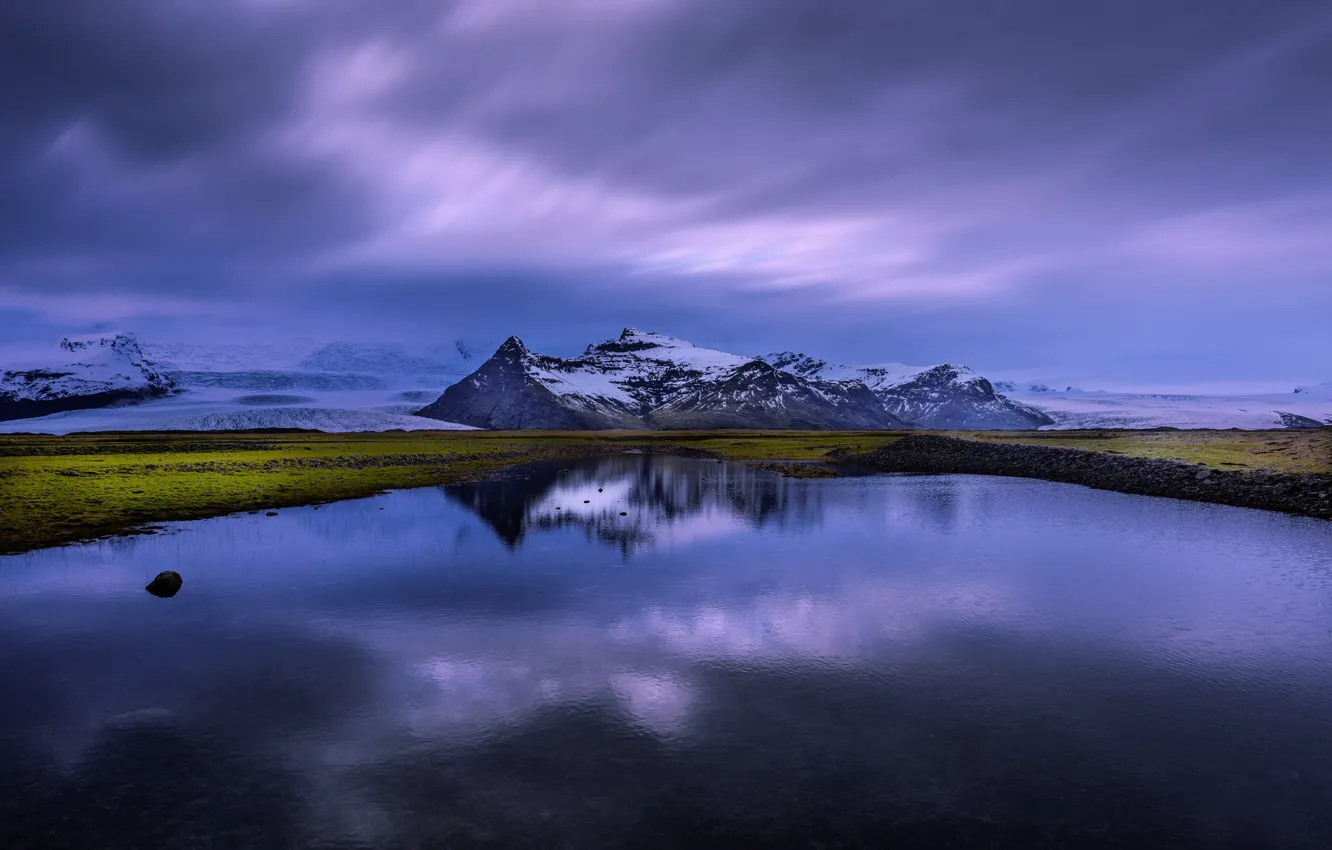 Photo wallpaper lake, reflection, Iceland, Iceland