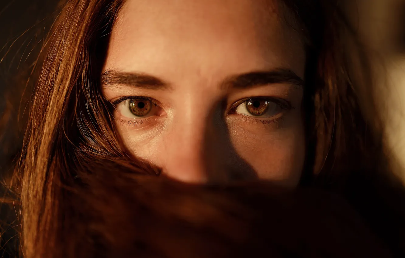 Photo wallpaper girl, macro, brown-eyed, Nikita Ivanov
