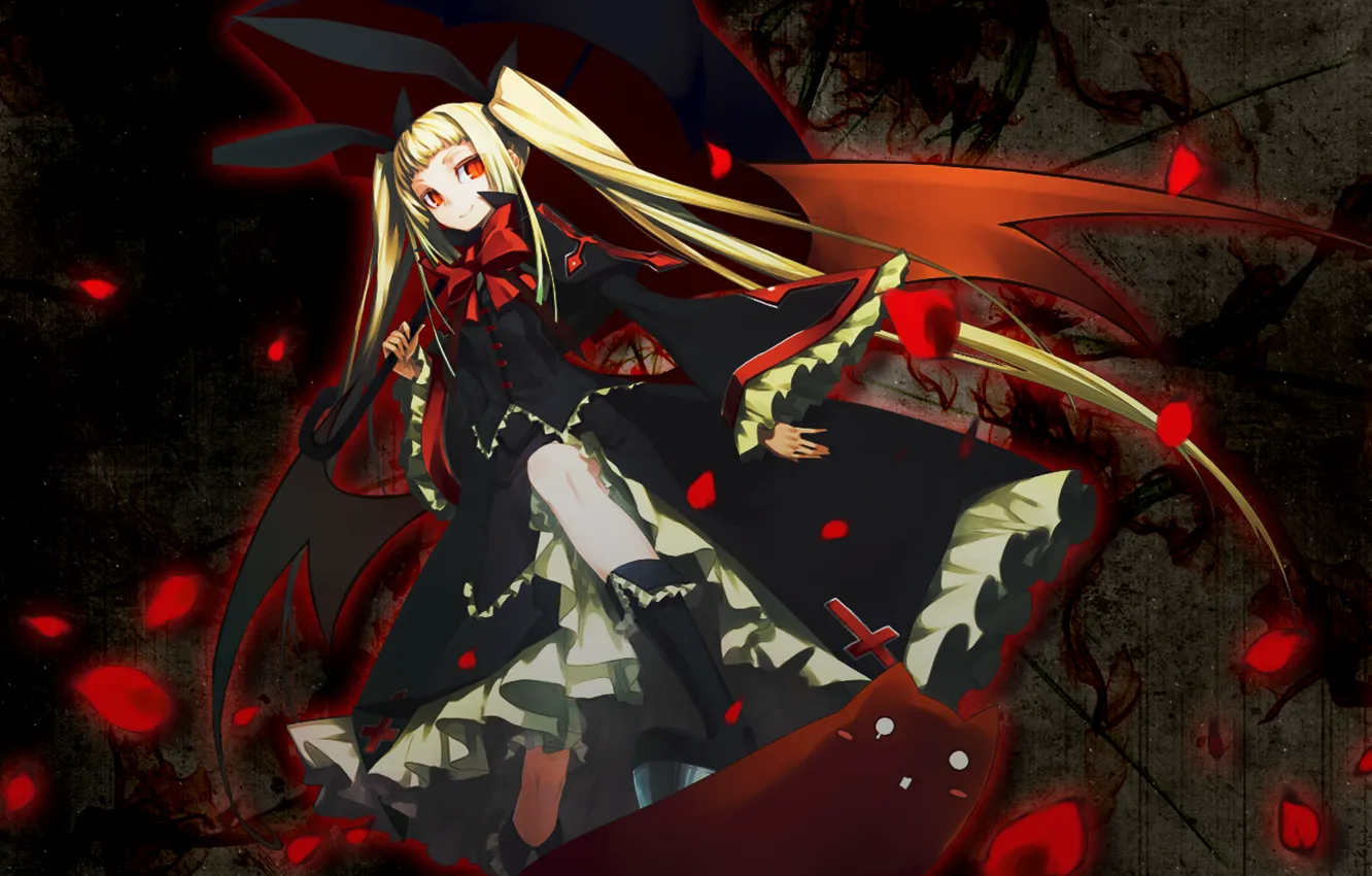Photo wallpaper girl, blood, anime, the azure Grimoire, Gothic elements