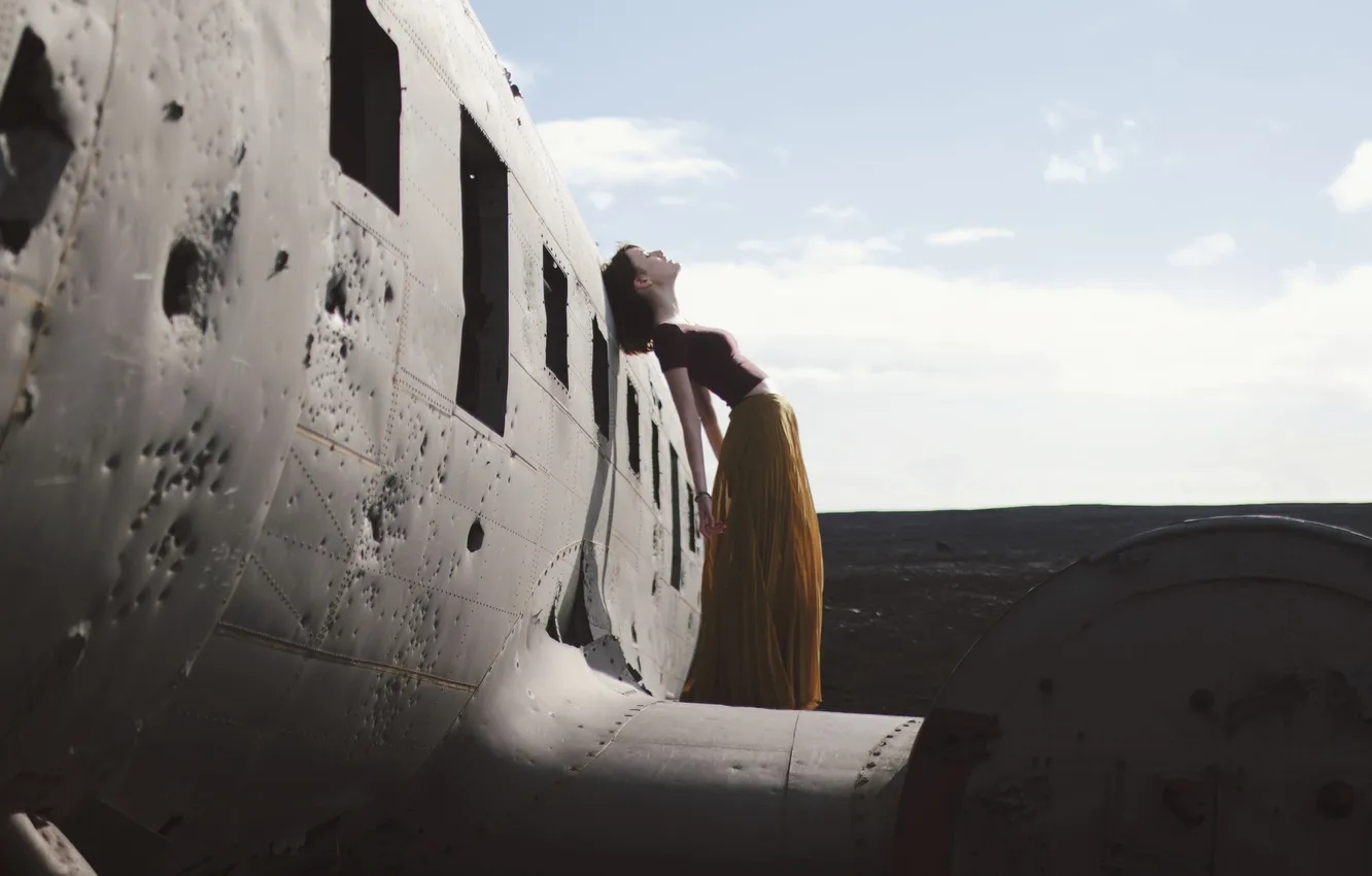Photo wallpaper girl, mood, the plane