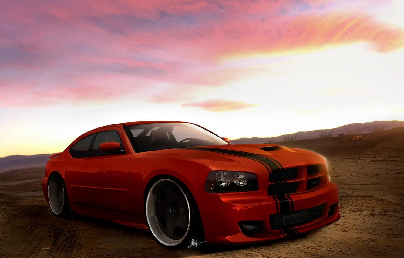 Photo wallpaper Dodge, drawing, Charger, SRT
