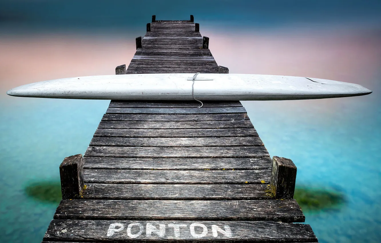 Photo wallpaper water, bridge, Board