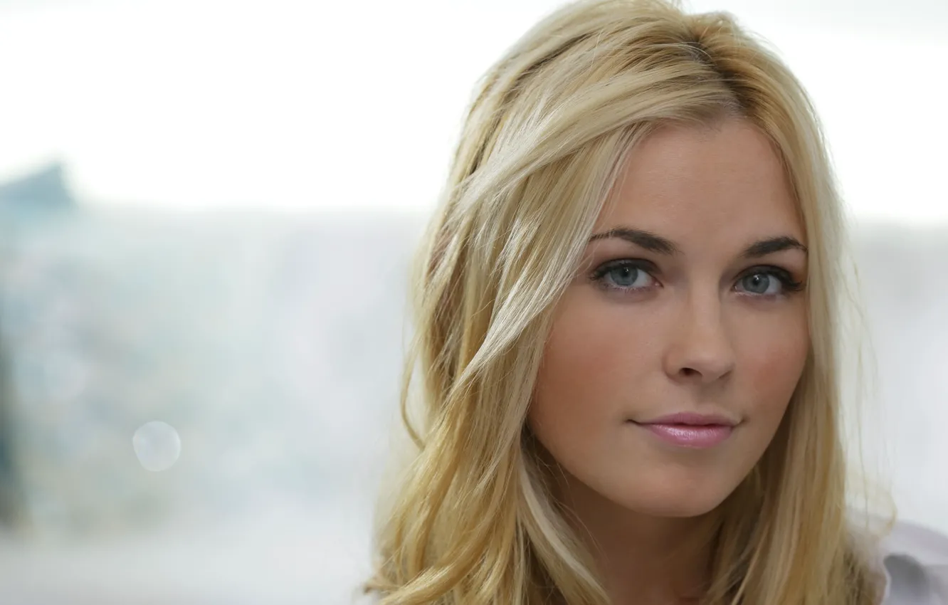 Photo wallpaper blue eyes, model, blonde, portrait, close up, Bailey Rayne