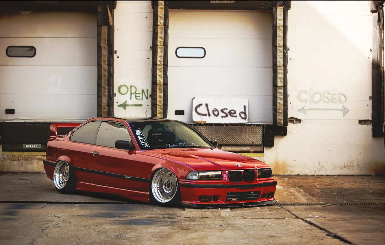 Photo wallpaper auto, tuning, BMW, BMW, red, red, tuning, E36