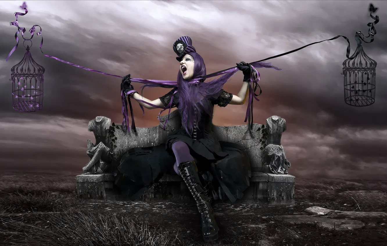 Photo wallpaper girl, butterfly, photomanipulation, Claimed