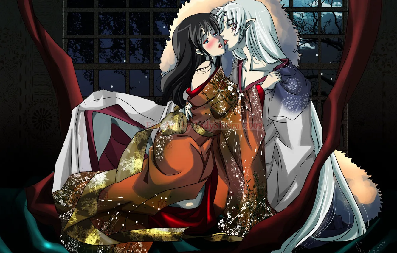 Photo wallpaper girl, two, Inuyasha, InuYasha, Seshoumaru