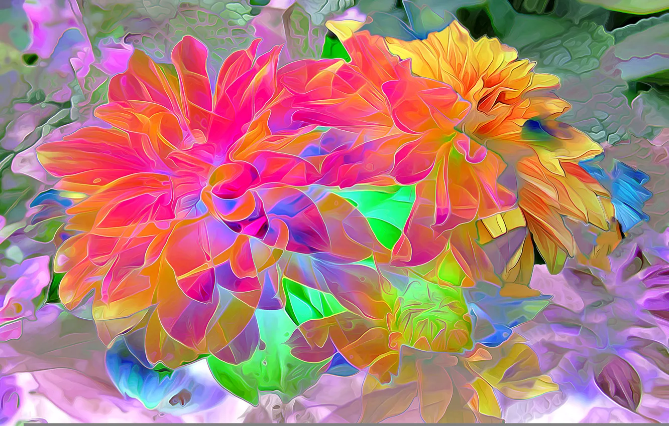 Photo wallpaper flower, line, rendering, paint, petals