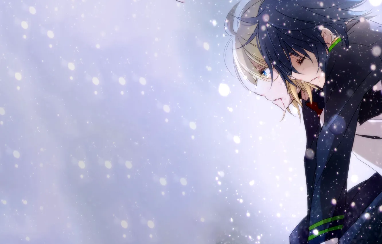 Photo wallpaper snow, guys, Owari no Seraph, The last Seraphim, Yuichiro Hakua, Michaela Hakua