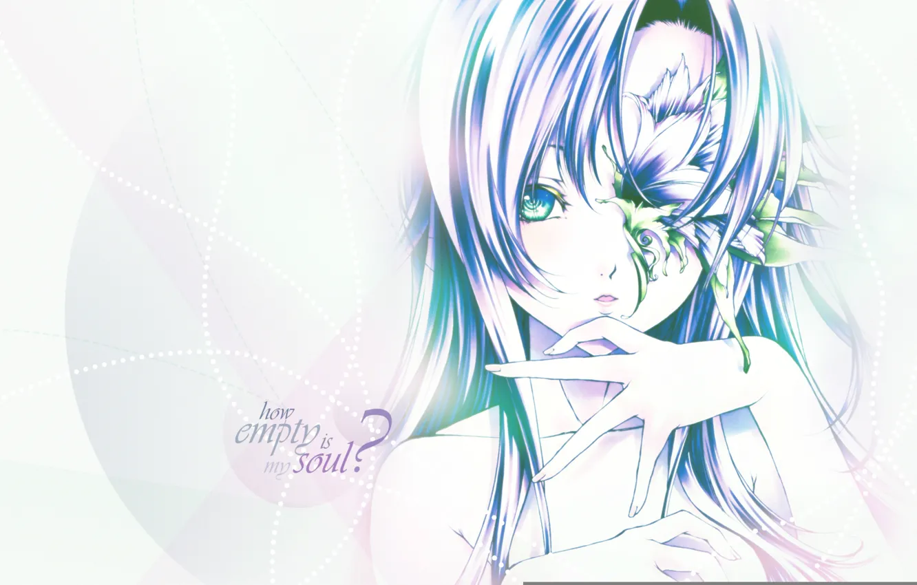 Photo wallpaper girl, flowers, face, hands, Rio Mogami