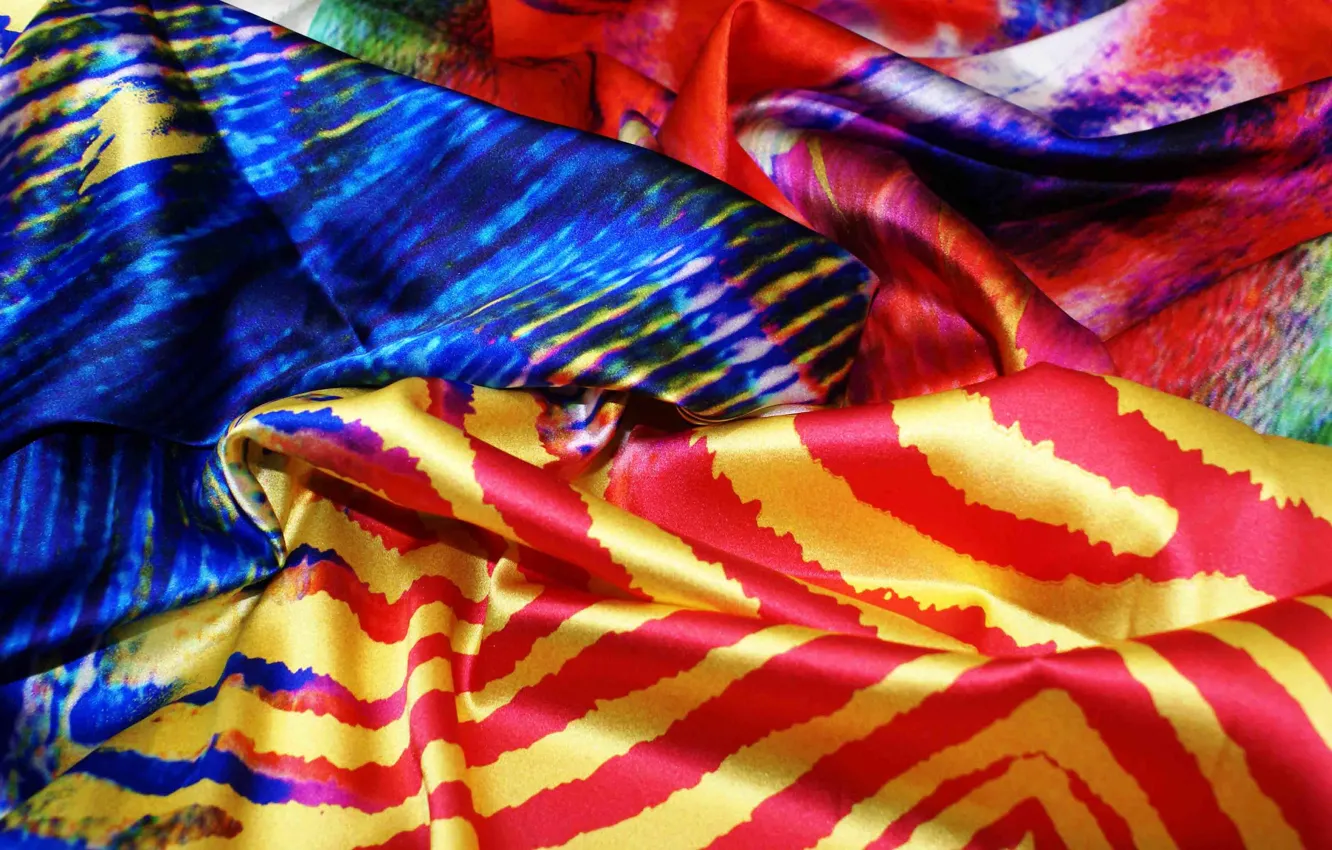 Photo wallpaper blue, yellow, red, pattern, Shine, color, silk, fabric