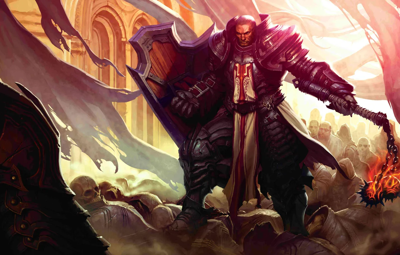 Photo wallpaper armor, warrior, shield, knight, Mace, dead