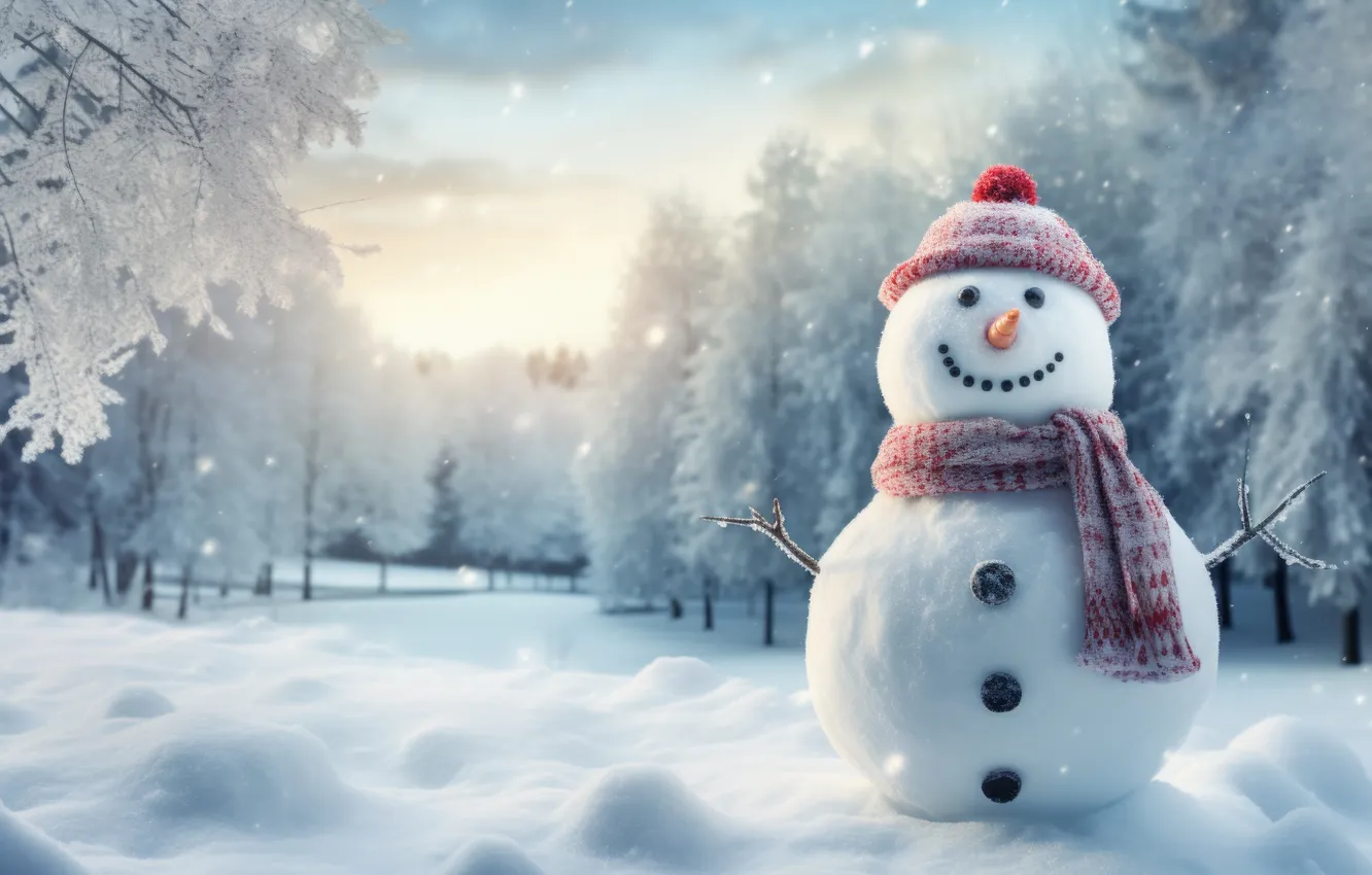 Photo wallpaper winter, Happy, cold