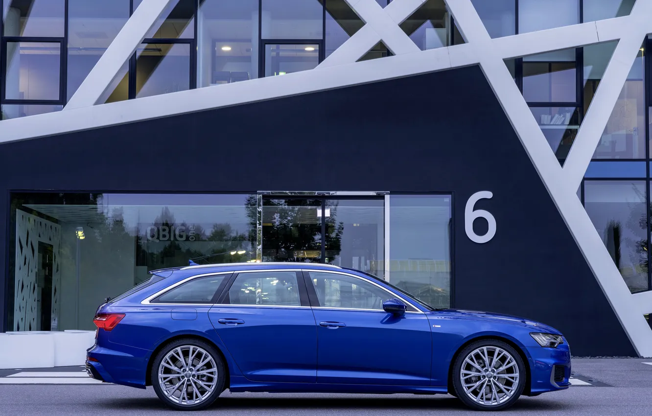 Photo wallpaper blue, Audi, profile, 2018, universal, A6 Avant