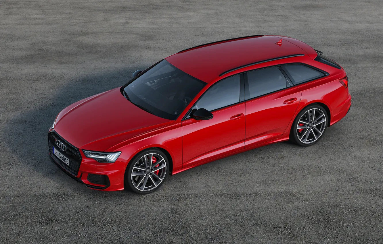 Photo wallpaper asphalt, red, background, Audi, universal, 2019, A6 Avant, S6 Before