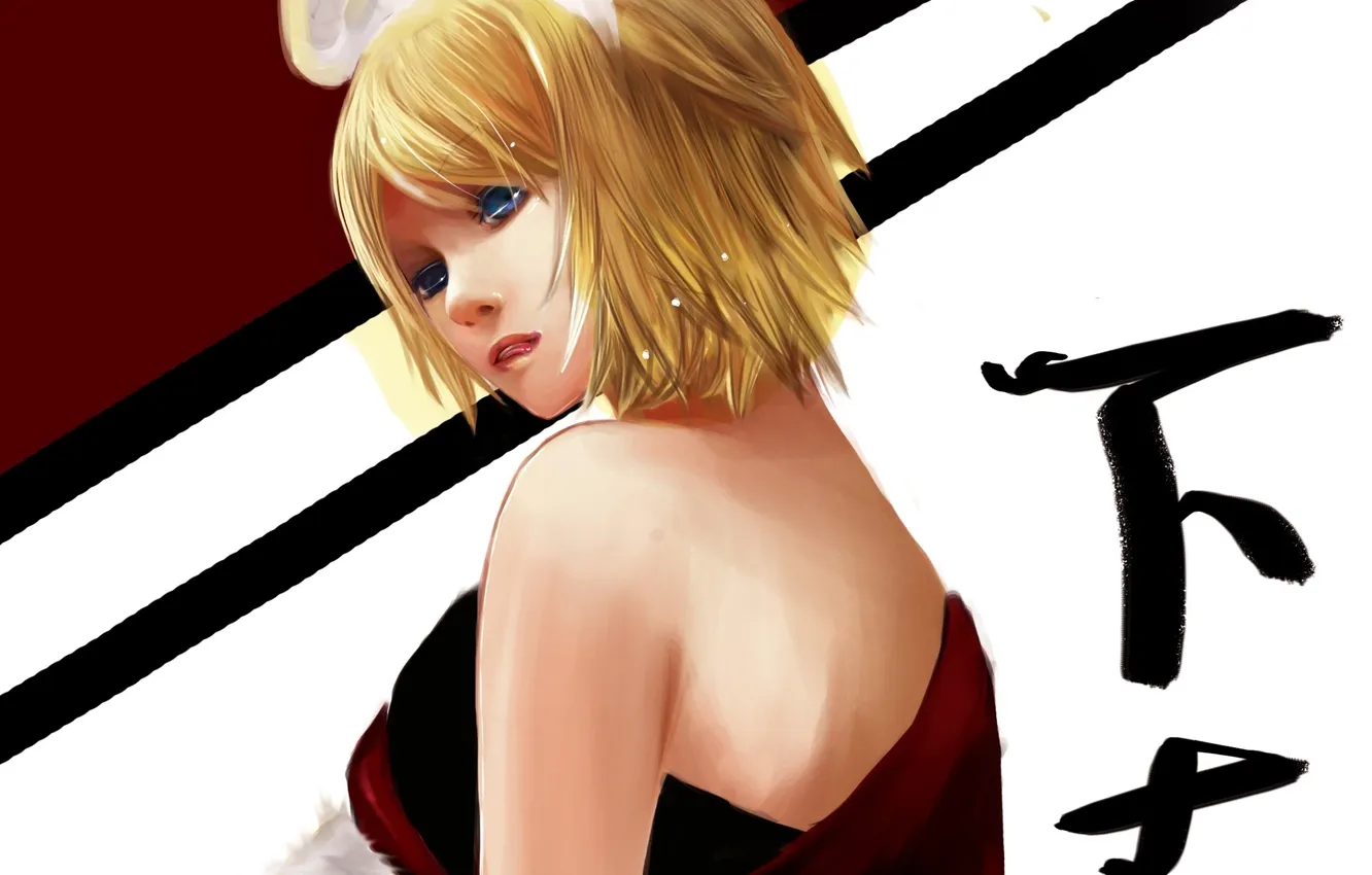 Photo wallpaper language, look, girl, vocaloid, kagamine rin, Vocaloid, art, licks
