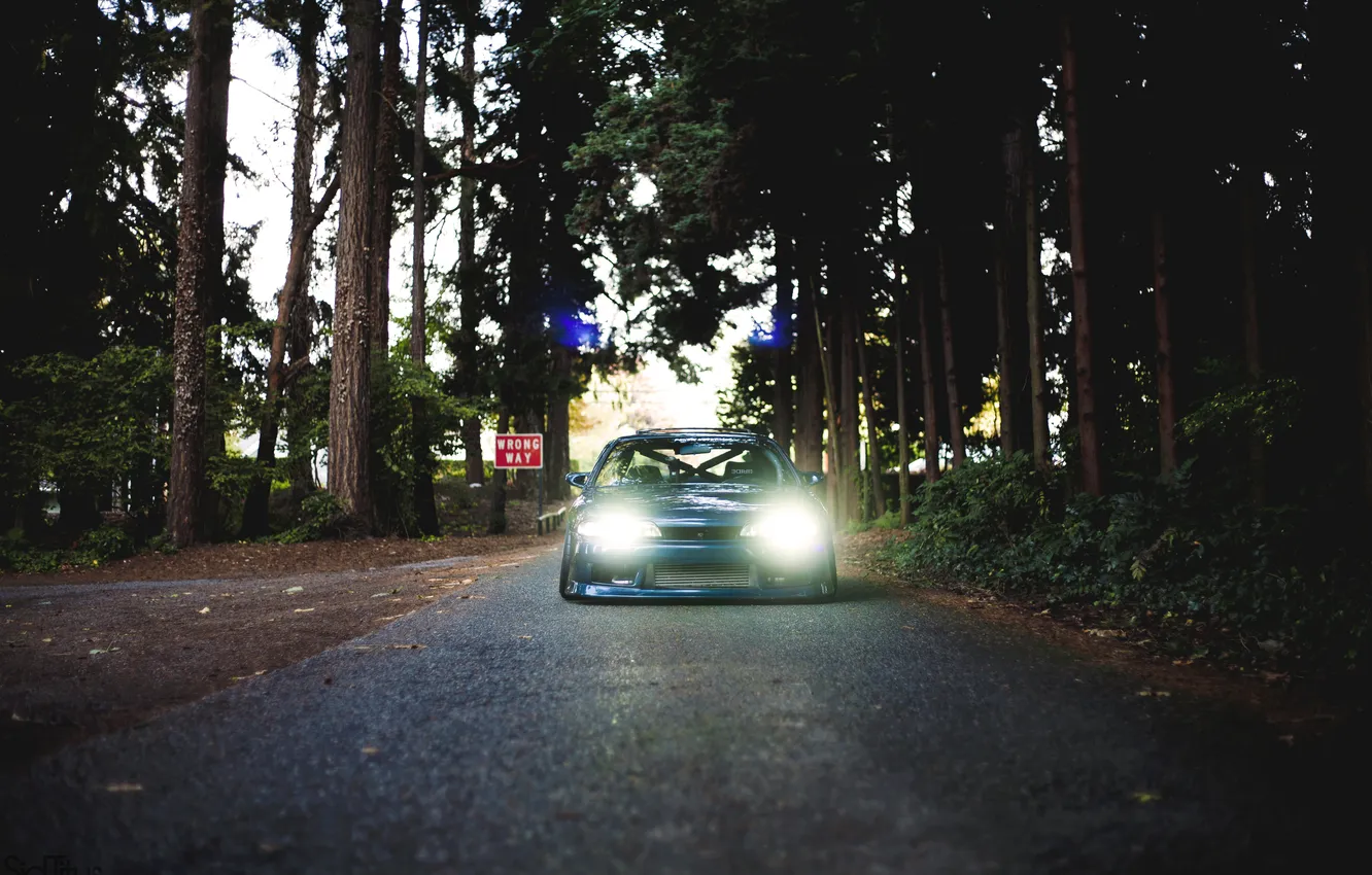 Photo wallpaper machine, forest, trees, Silvia, Nissan, Nissan, tuning, Sylvia