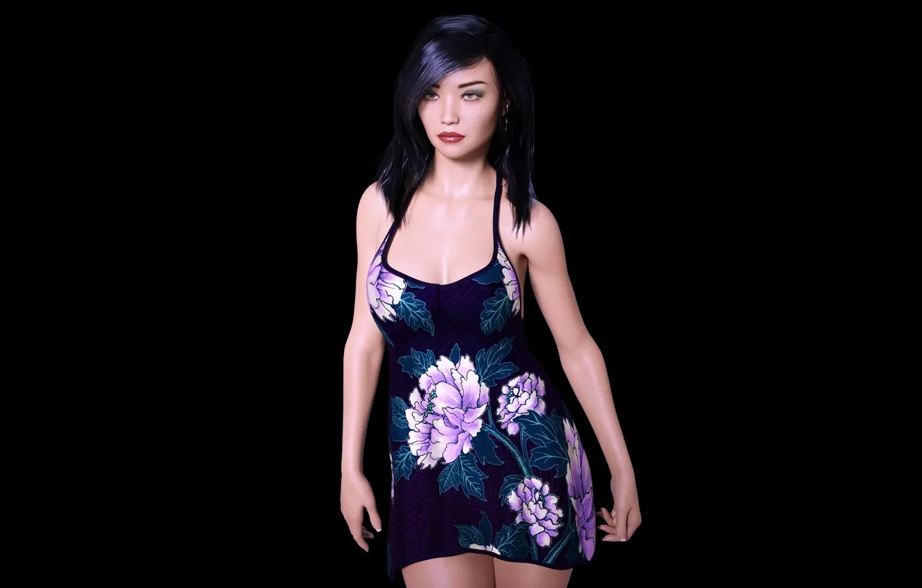 Photo wallpaper girl, model, black background
