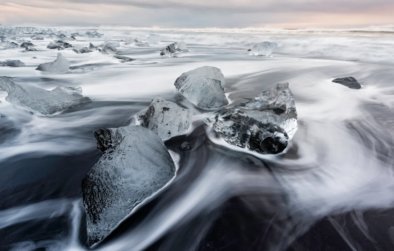 Photo wallpaper ice, beach, the ocean, ice