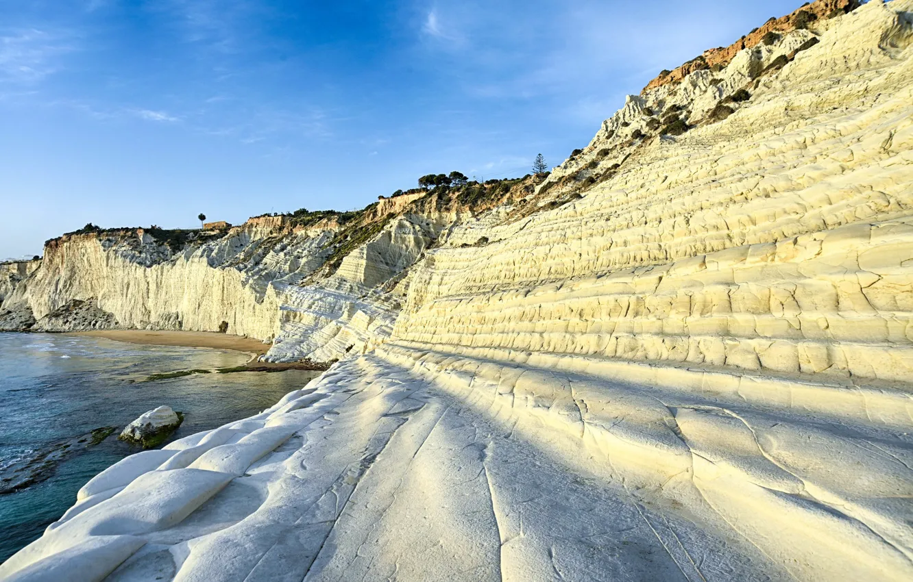 Photo wallpaper rocks, Italy, Sicily, Scala dei Turki