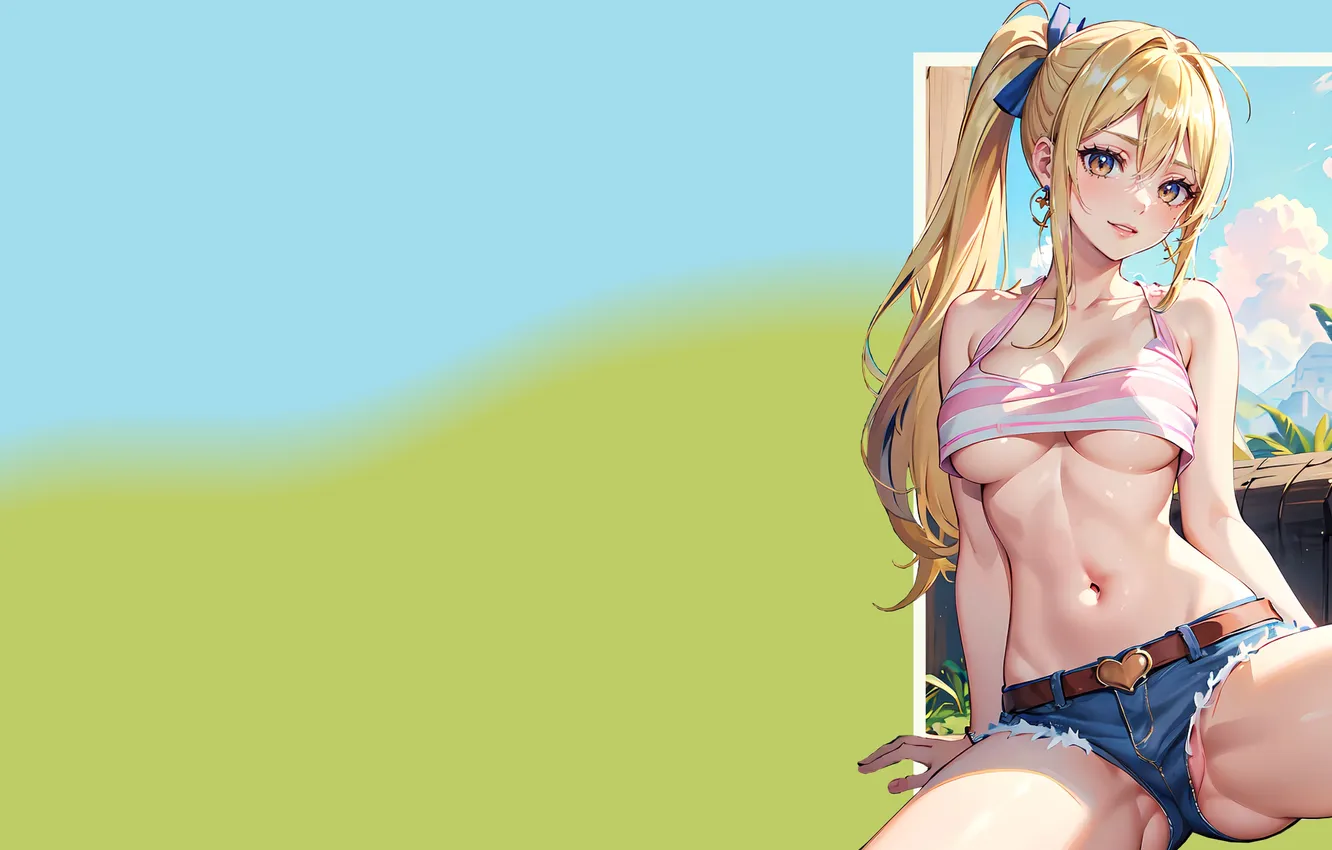 Photo wallpaper kawaii, girl, hot, sexy, sky, boobs, anime, clouds