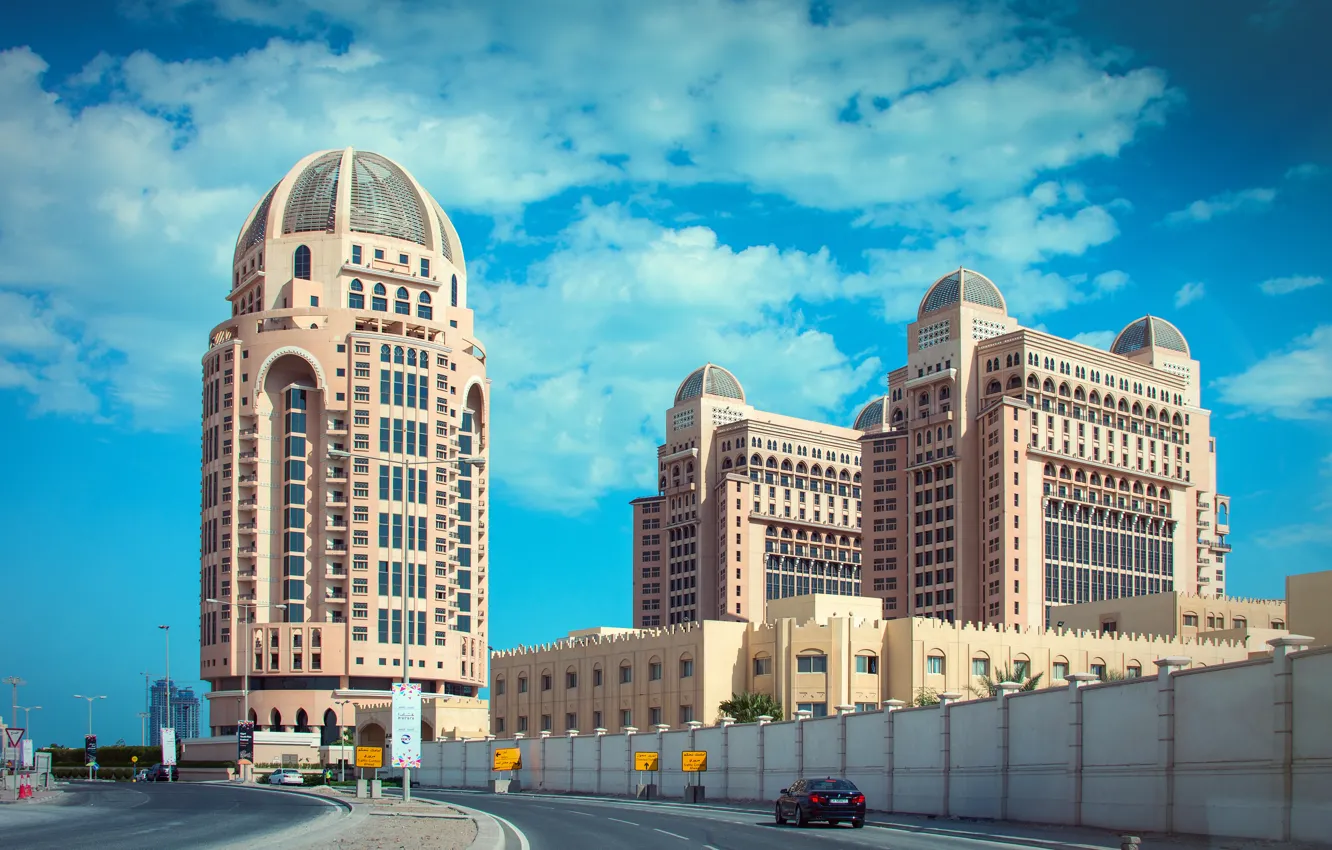 Photo wallpaper road, building, the hotel, Qatar, Doha, Doha, Qatar, The St Regis Doha
