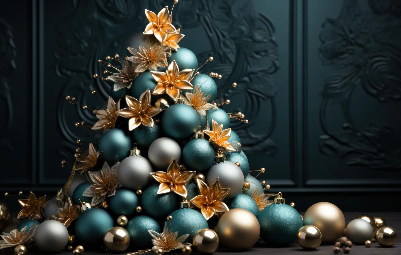 Photo wallpaper decoration, gift, tree, new year, Christmas, Christmas, tree, luxury