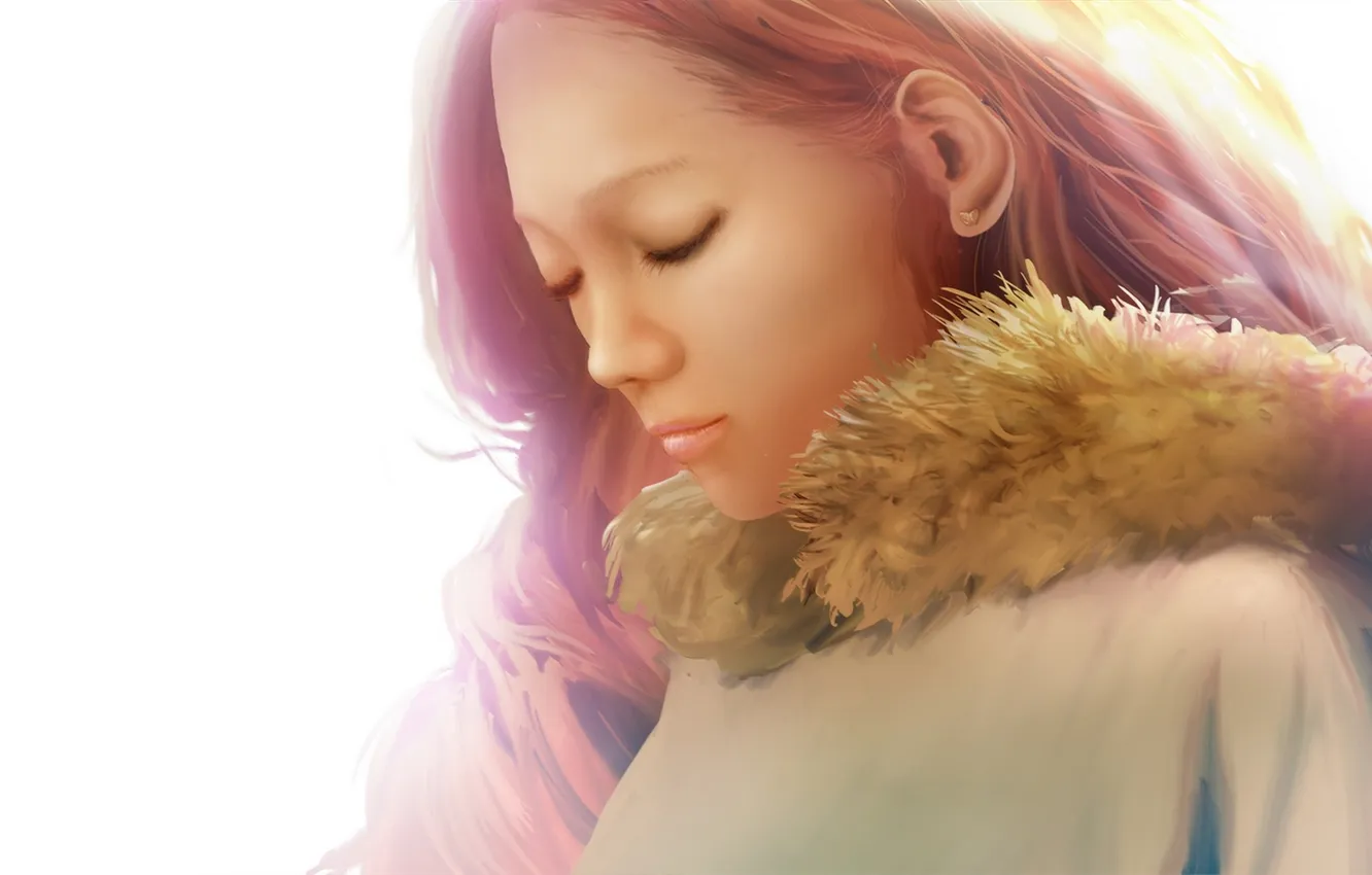 Photo wallpaper girl, face, butterfly, tenderness, art, earrings, saitama, nrh49840