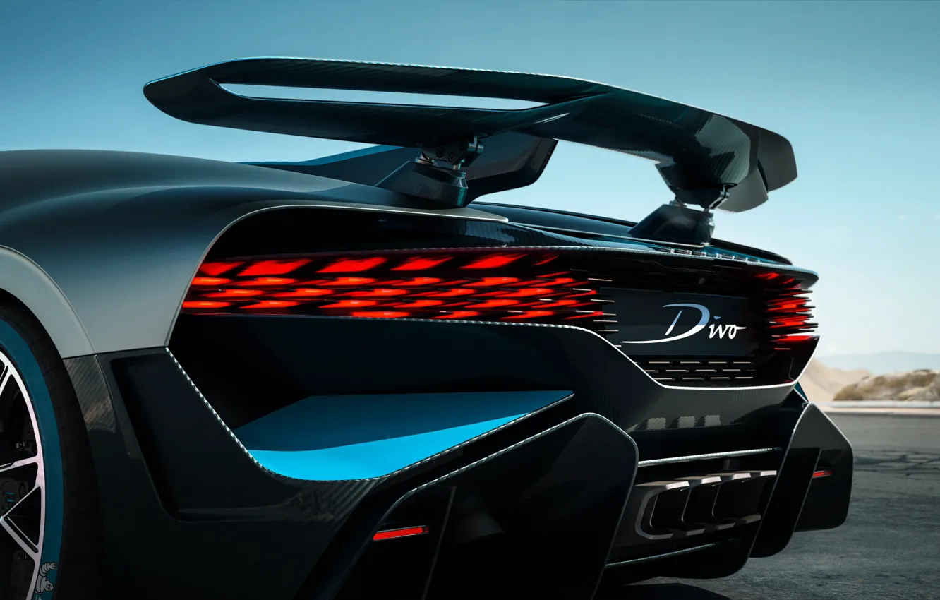 Photo wallpaper Bugatti, supercar, spoiler, rear view, 2018, hypercar, Divo