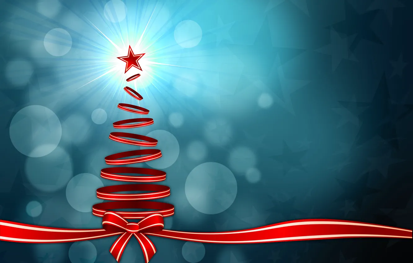 Photo wallpaper stars, rays, light, holiday, graphics, tree, new year, Christmas