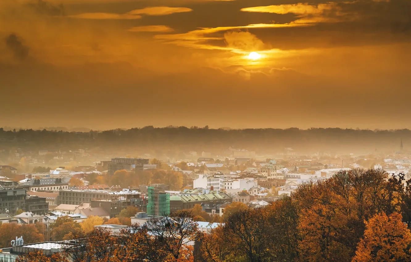 Photo wallpaper Lithuania, Kaunas, misty