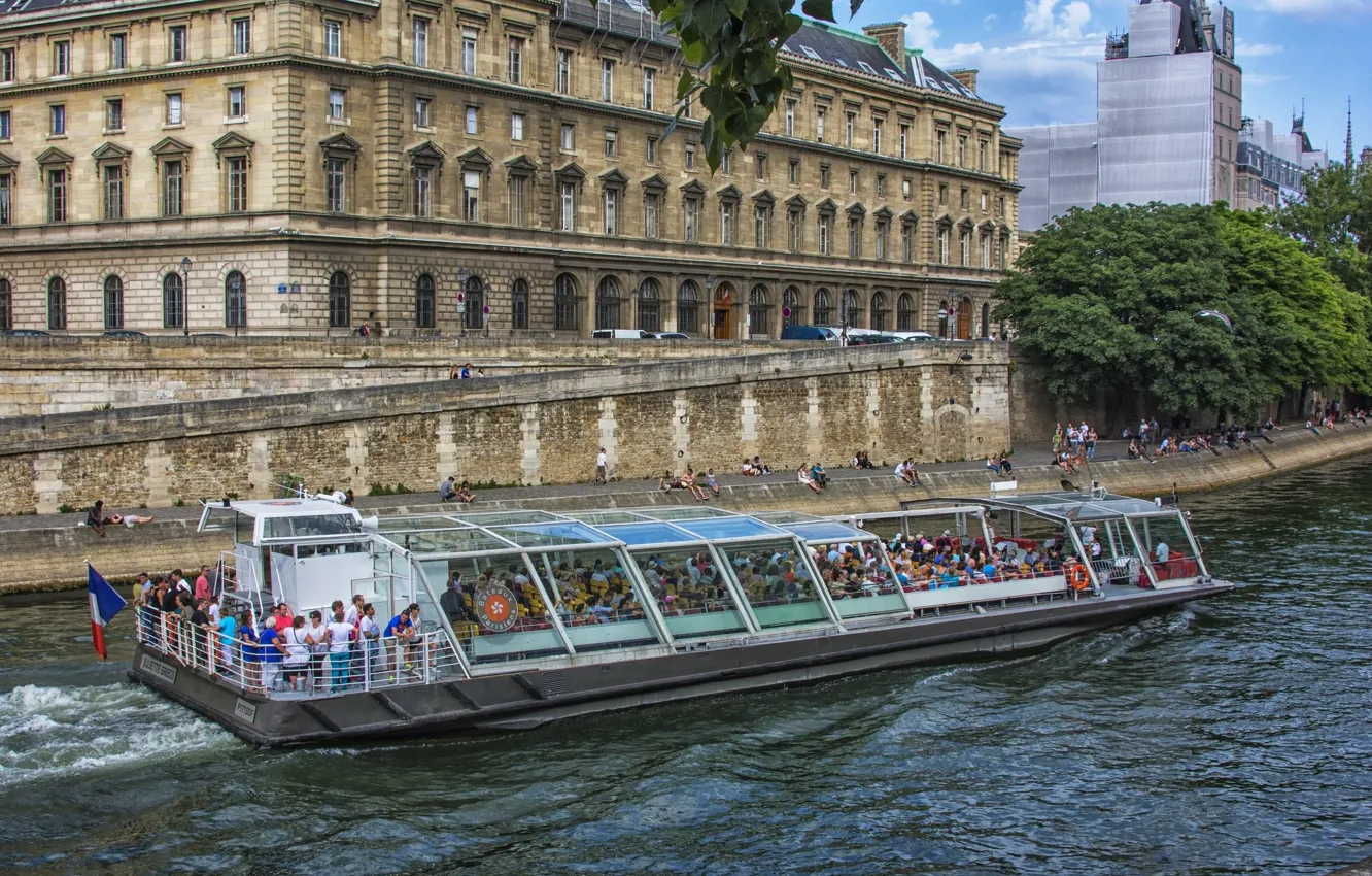 Photo wallpaper the city, people, ship