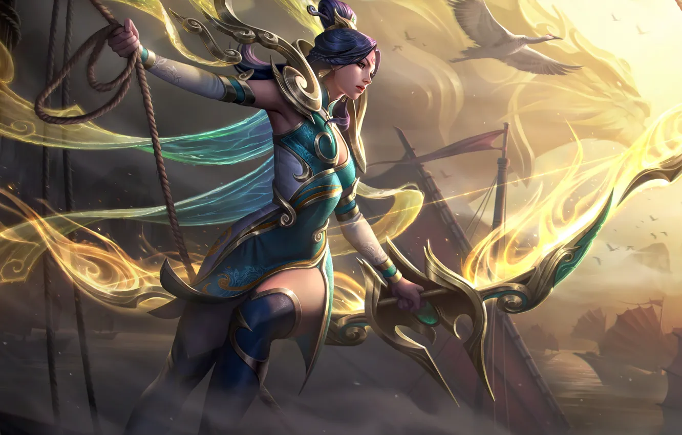 Photo wallpaper girl, magic, the game, armor, Swan, character, League of Legends, Riot Games