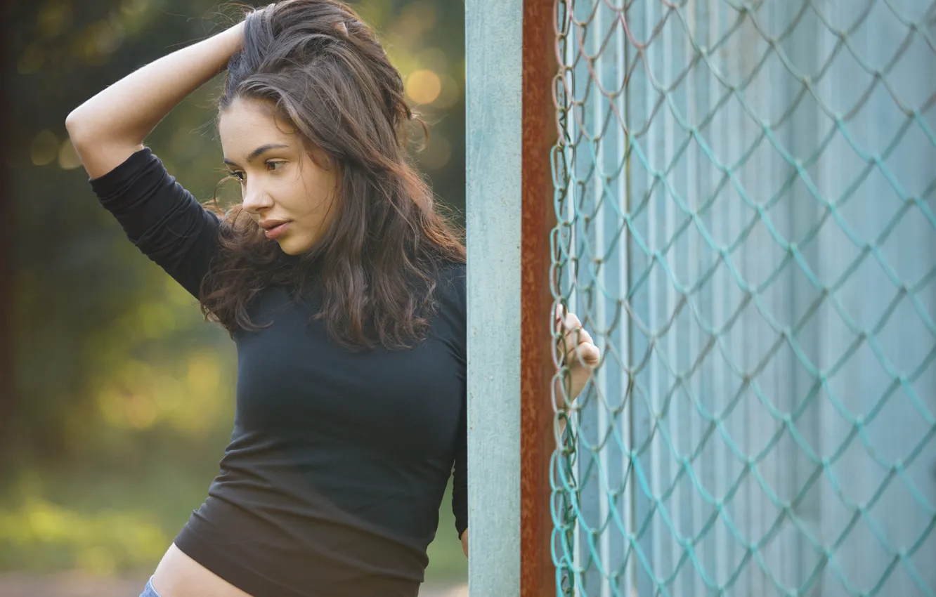 Photo wallpaper summer, face, hair, the fence, hands, Lera