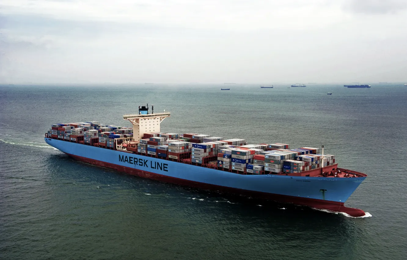 Photo wallpaper The ship, Line, Cargo, A container ship, RAID, Container, Maersk, Maersk Line