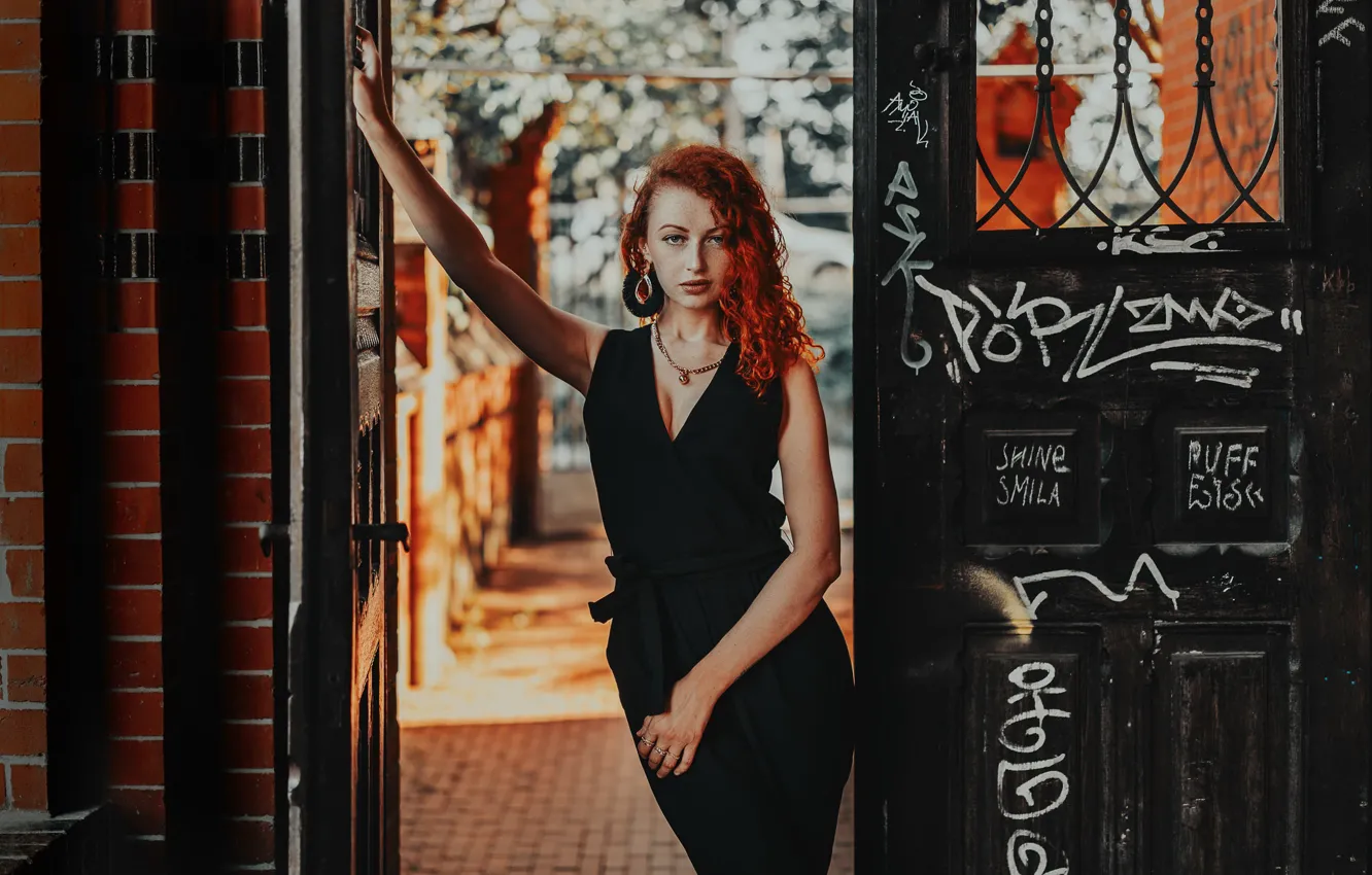 Photo wallpaper girl, the door, Masha Kalita
