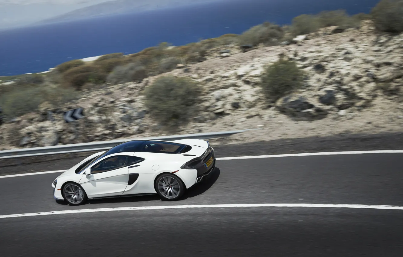Photo wallpaper road, auto, white, McLaren, speed, supercar, 570GT