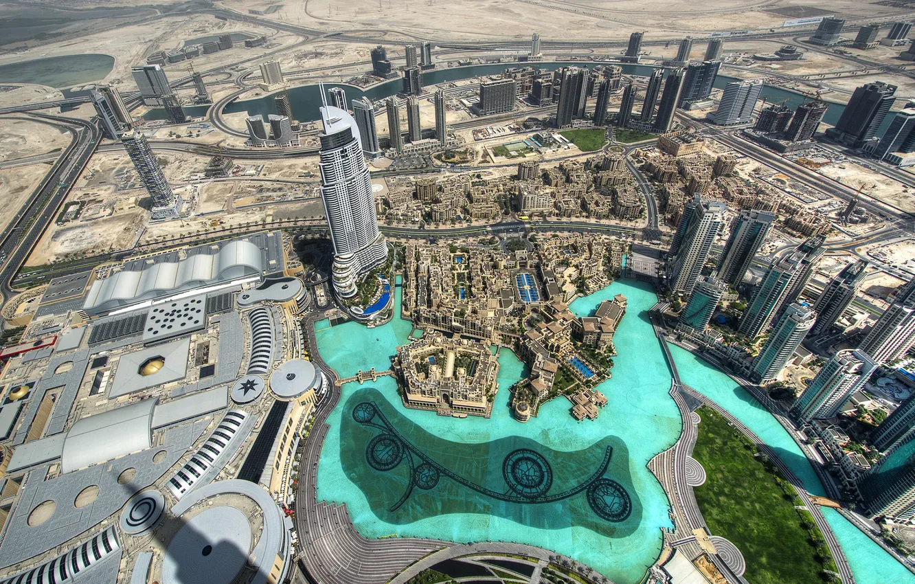 Photo wallpaper city, lake, dubai, united arab emirates