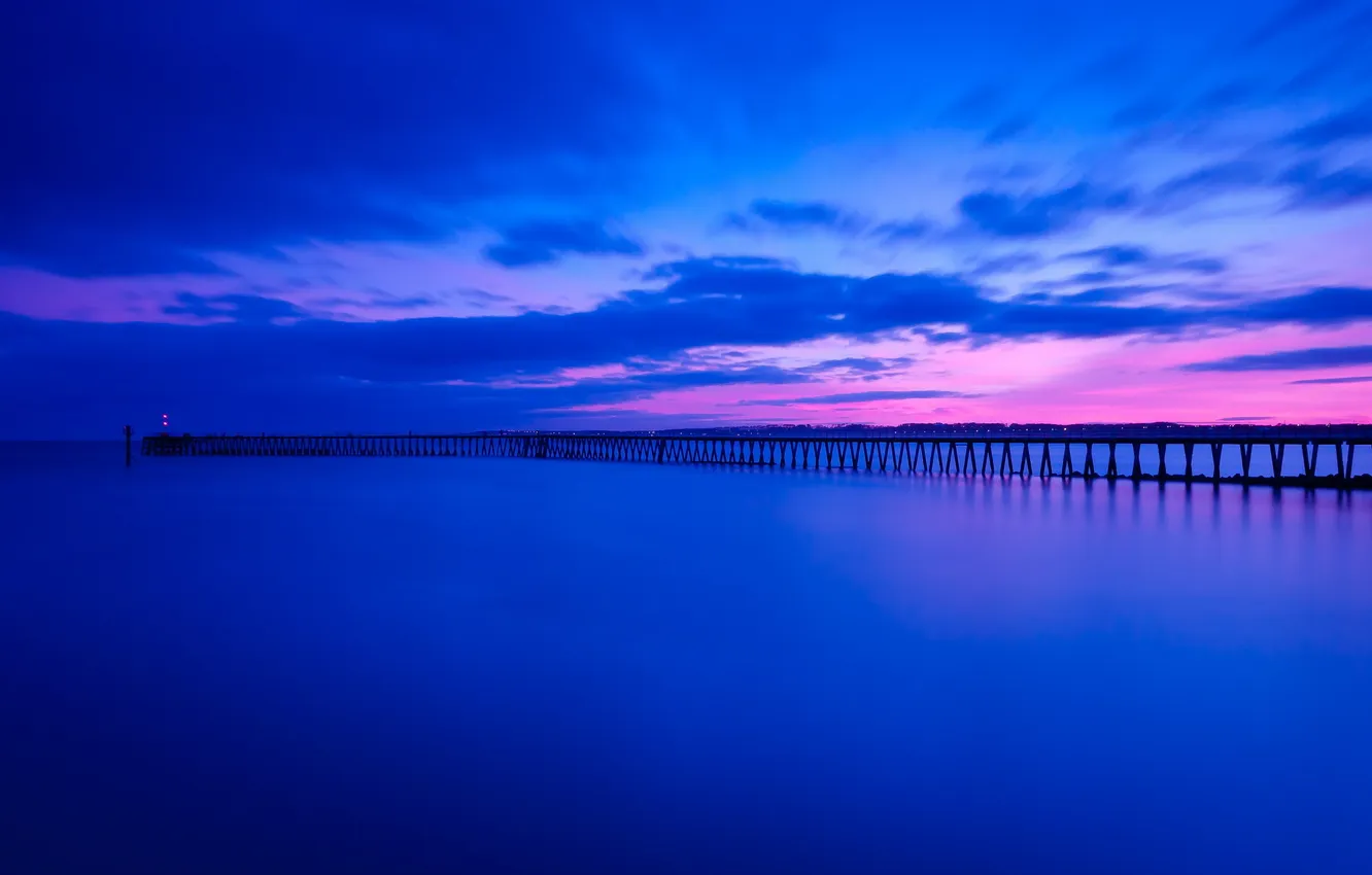 Photo wallpaper sea, night, bridge