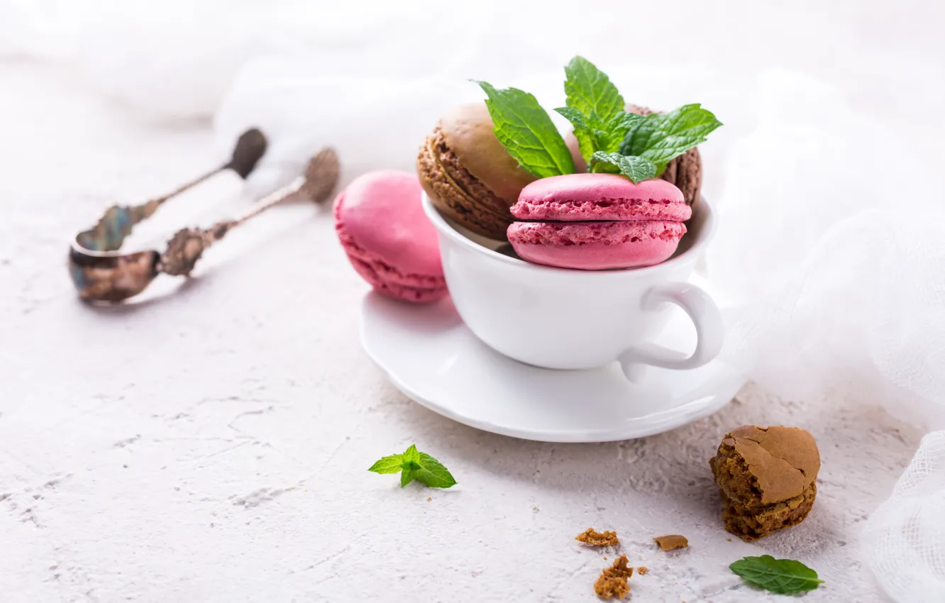 Photo wallpaper cookies, Cup, mint, pasta, Iryna Ivanova, almond