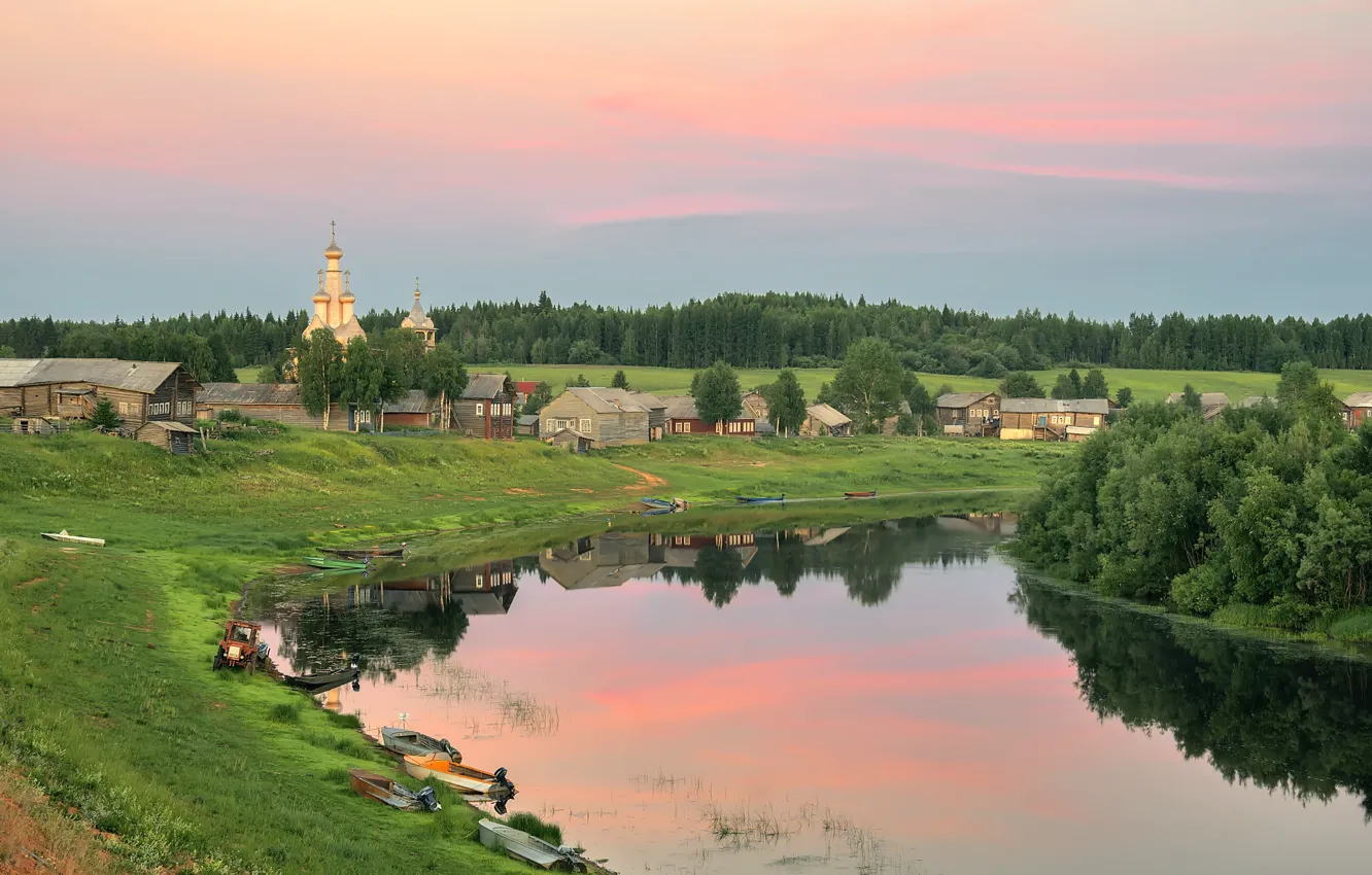 Photo wallpaper village, Arkhangelsk oblast, Kimzha, Mezensky district