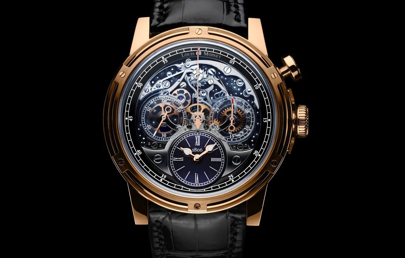 Photo wallpaper gold, watch, Louis Moinet, Remembered