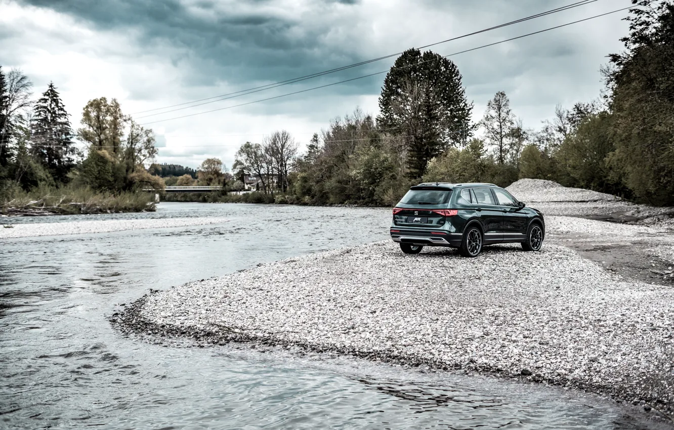 Photo wallpaper river, rear view, crossover, ABBOT, Seat, 2019, Tarraco