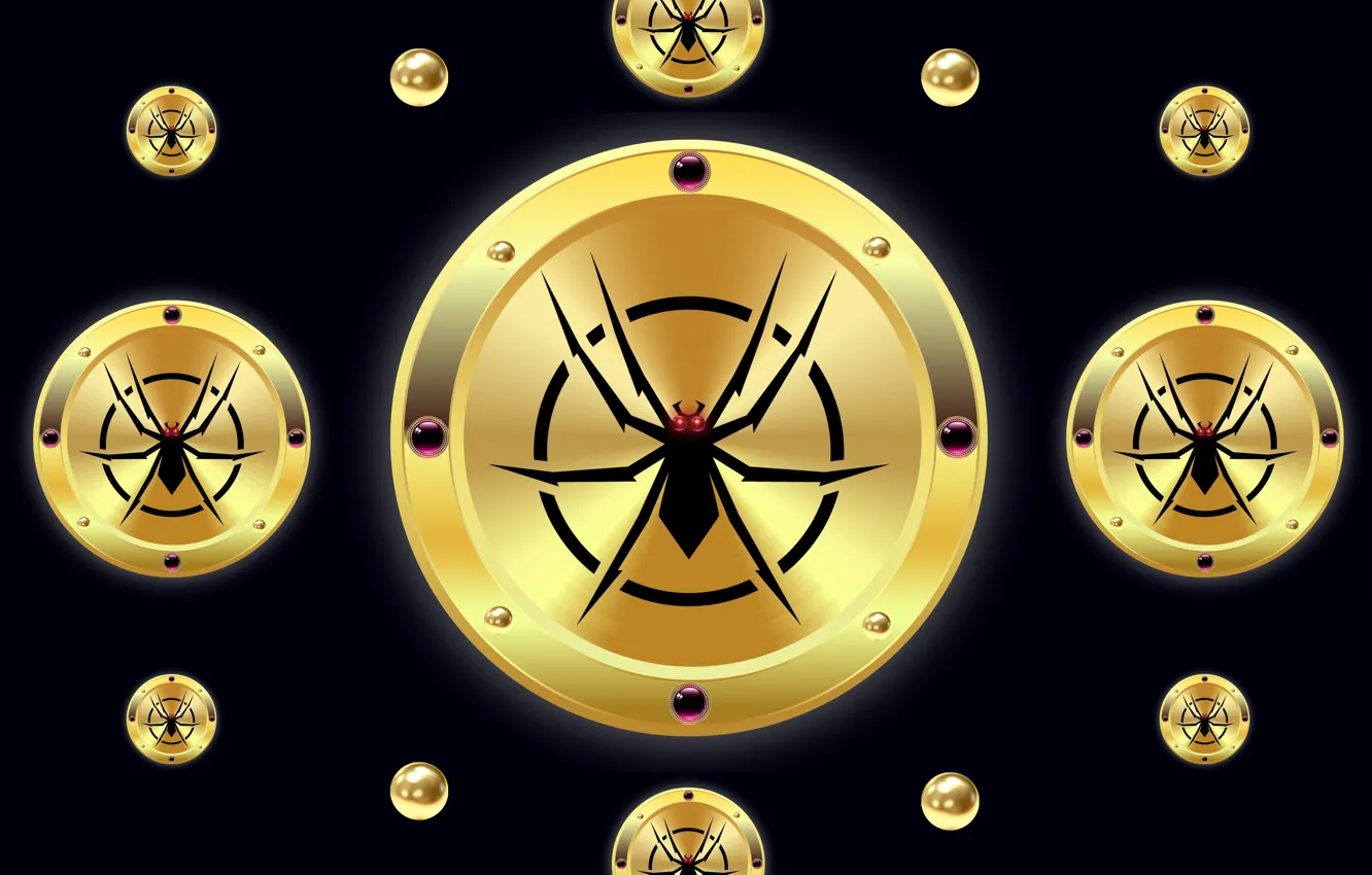 Photo wallpaper gold, design, pattern, Spider