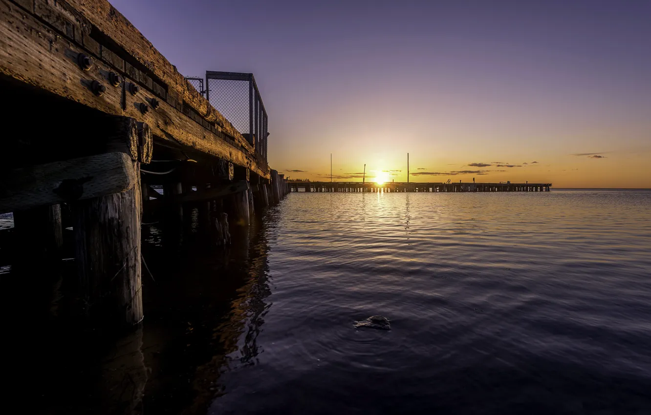 Photo wallpaper sunset, bridge, Canada, Atlantic