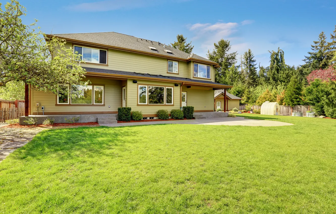 Photo wallpaper grass, design, lawn, home, mansion