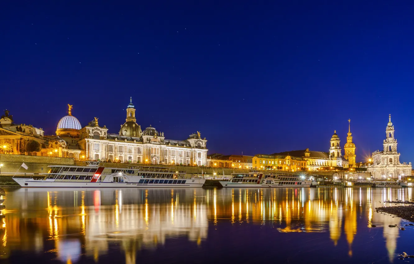 Photo wallpaper night, the city, lights, Germany, Dresden, Dresden