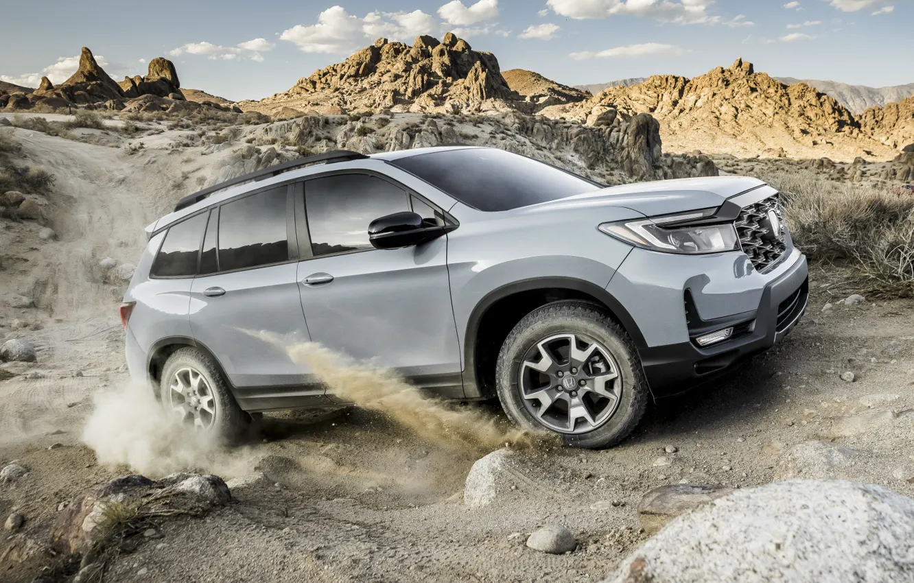 Photo wallpaper clouds, rocks, power, Honda, primer, SUV, Passport, 2022