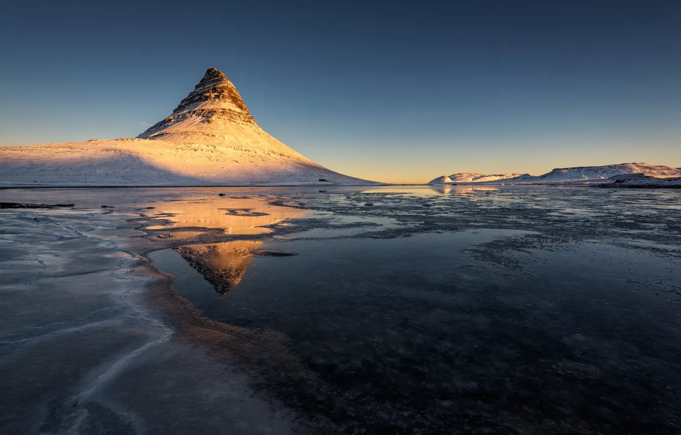 Photo wallpaper ice, snow, mountains, dawn, Iceland