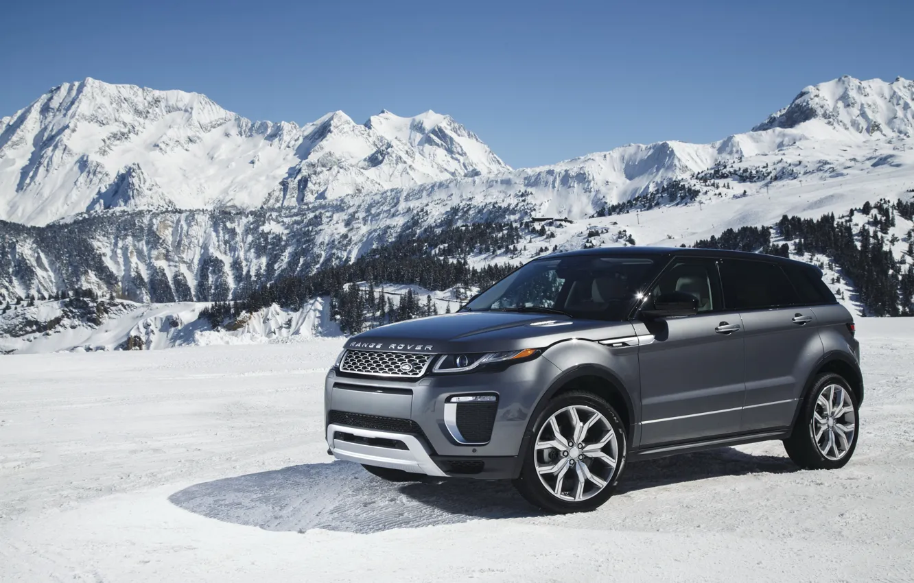 Photo wallpaper car, auto, snow, mountains, Land Rover, Range Rover, wallpapers, snow, Evoque, Autobiography